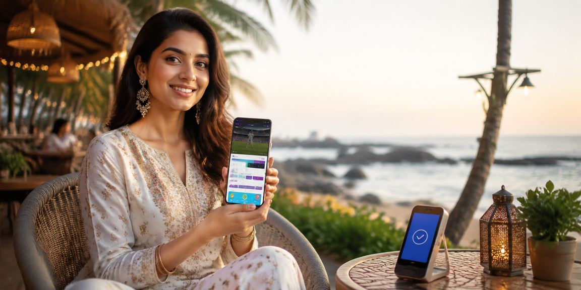 Indian player using mobile phone to deposit funds for slot play in Goa