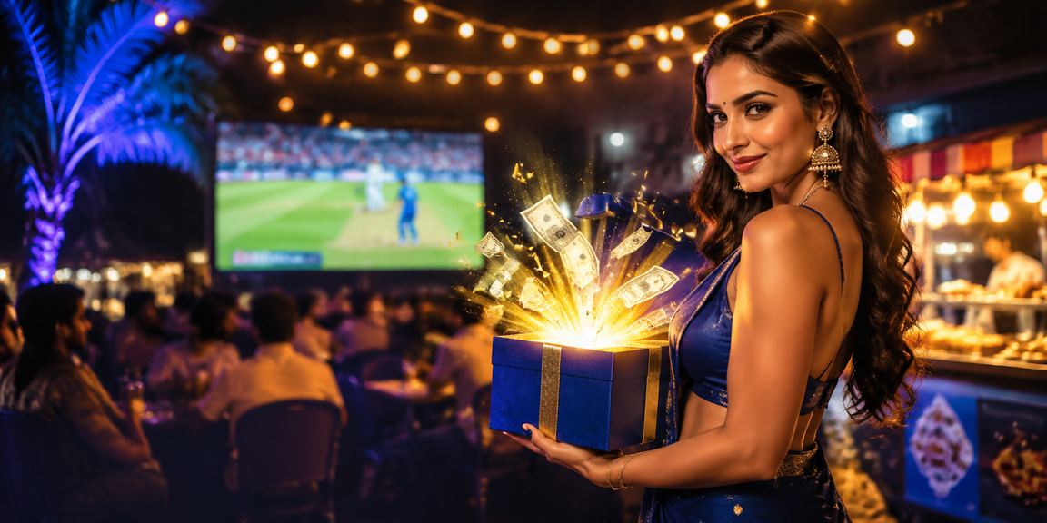 Betting scene with cricket and blue gold theme